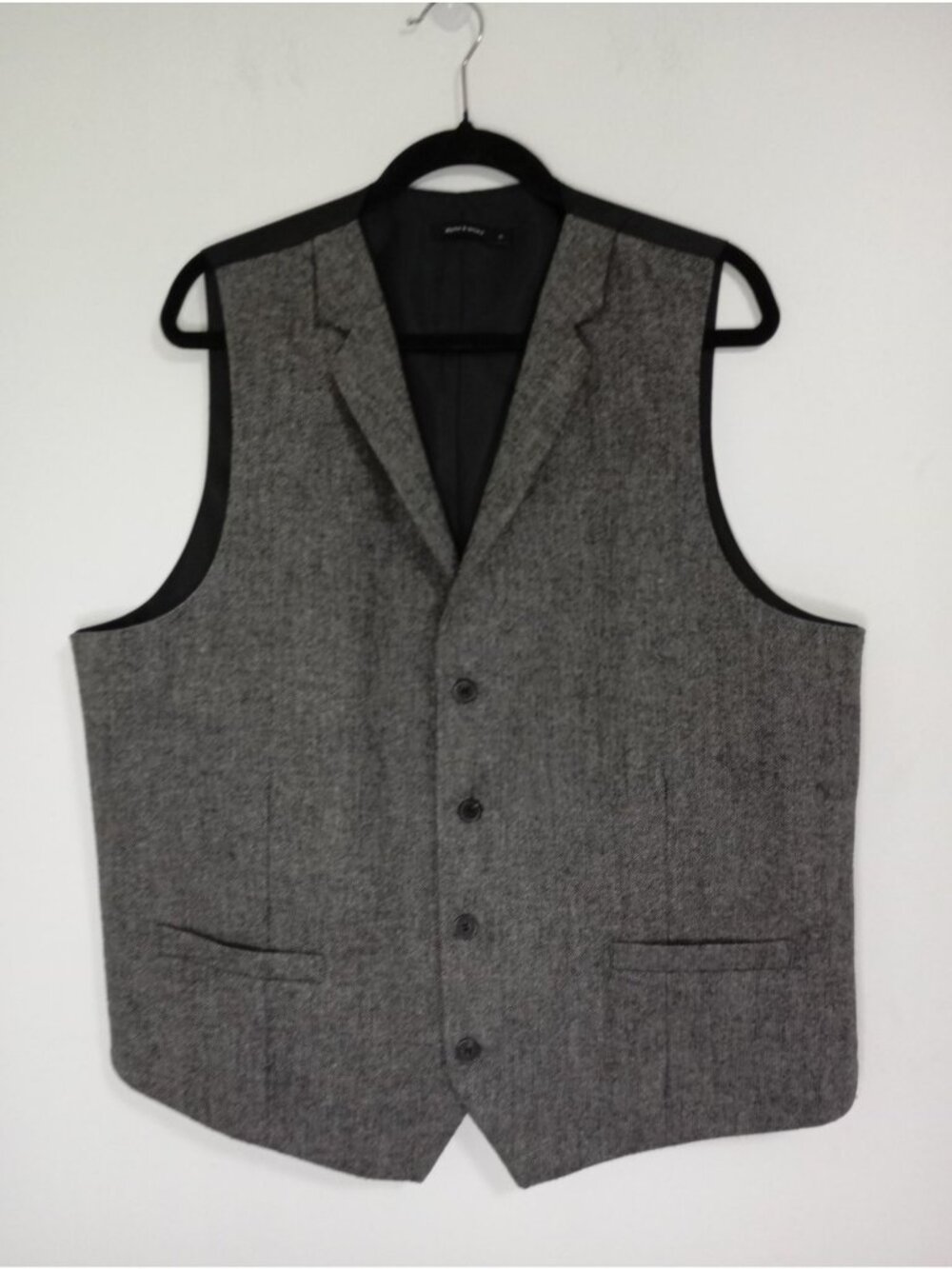 Ruth & Boaz Gray Tweed Formal Vest XL Wool Blend Adjustable Back Strap